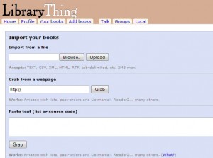 LibraryThing.com's Import Books Page