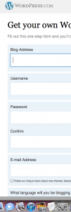 Sign-up Page at WordPress.com