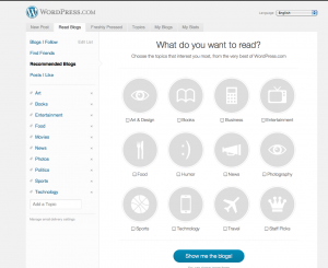 after sign-up at wordpress.com