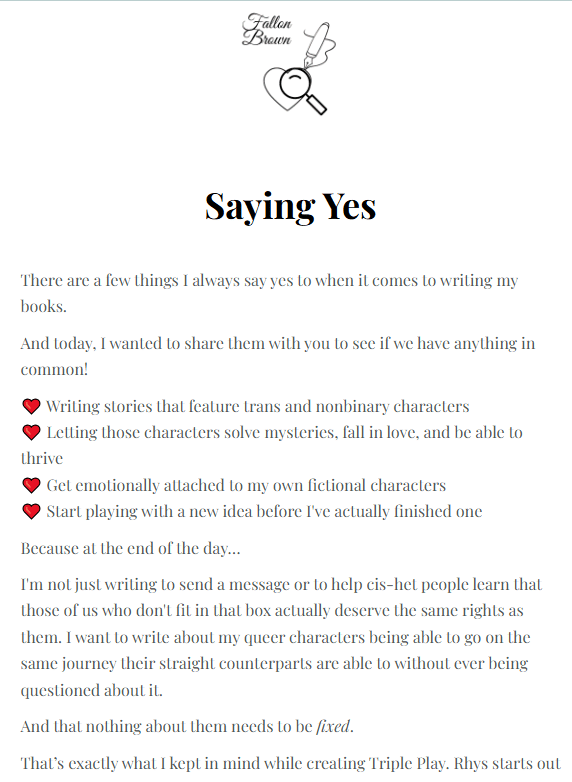 image of an email called Saying Yes