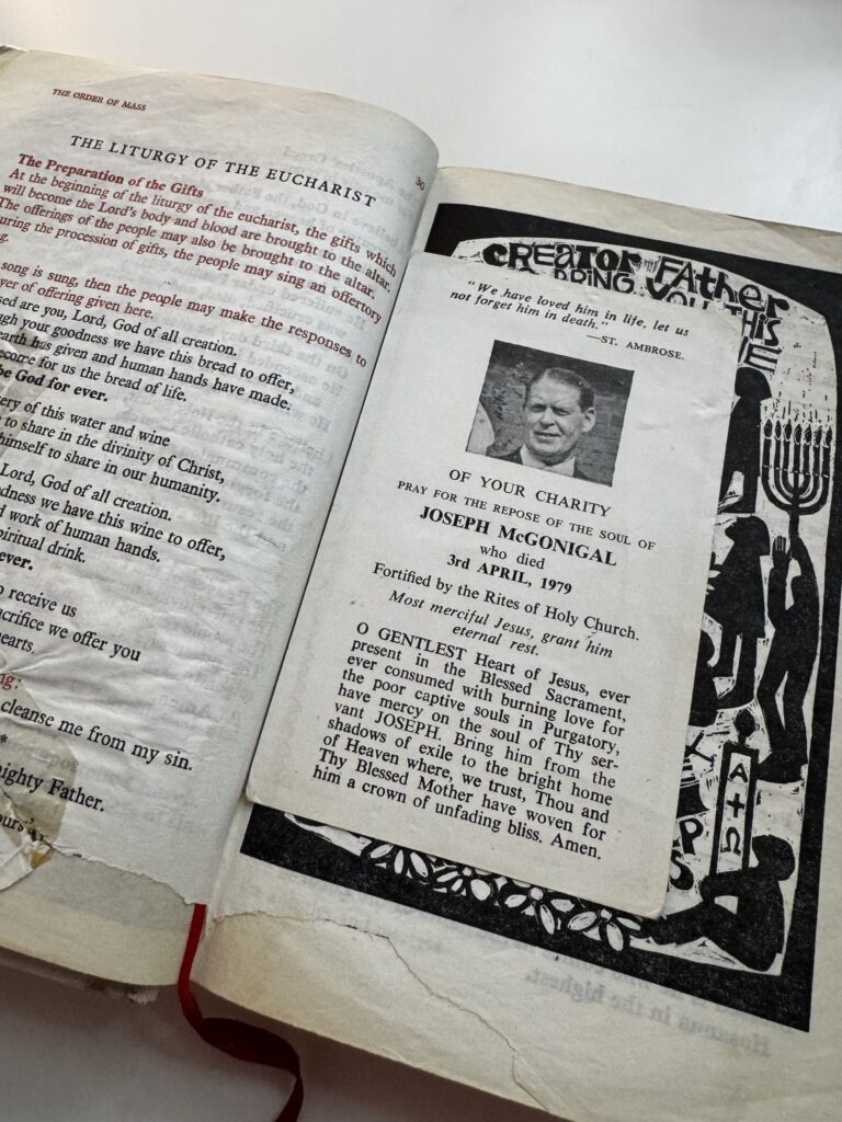 A picture of my grandfather's prayer card